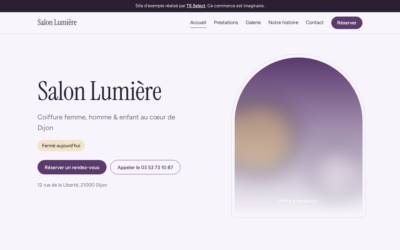 Page d'accueil du site du Salon Lumière